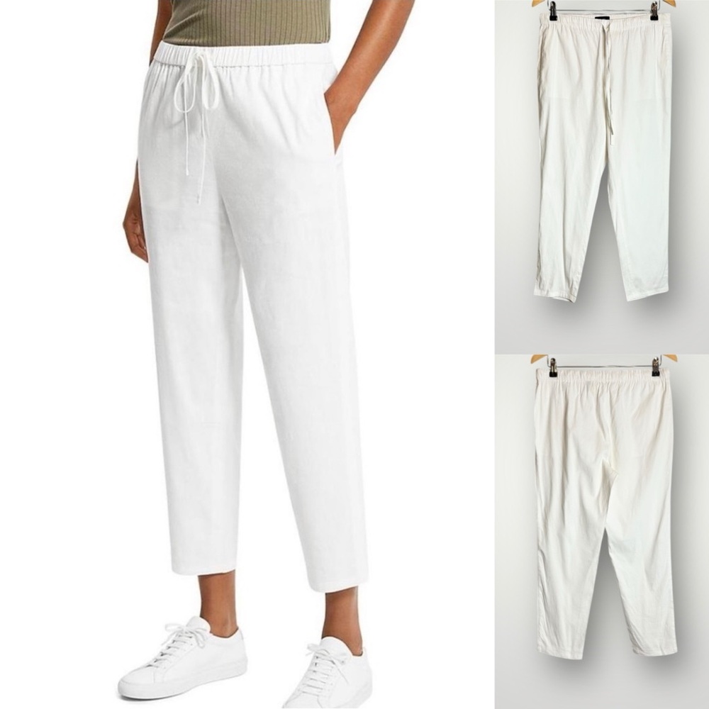 Theory Trecca Drawstring Jogger Pants Womens Size Medium High Rise Linen Blend